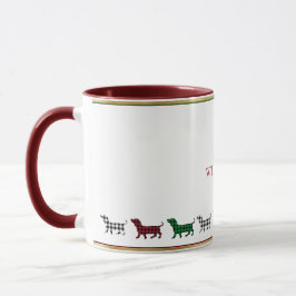 Kerst Dachshund Hond Buffel Plaid Minimalist Mok