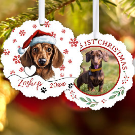 Kerst Dachshund Hond gepersonaliseerd Ornament Kaart