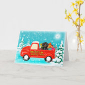 Kerst Dachshund Hond geschenken levering vrachtwag Kaart (Gele Bloem)