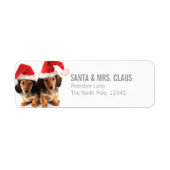 Kerst Dachshund Puppies Dragen Santa Hats Etiket (Voorkant)