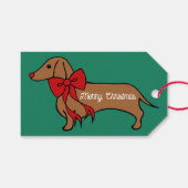 Kerst Dachshund Puppy Gift Labels Cadeaulabel (Voorkant (Horizontaal))