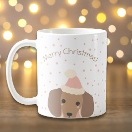 Kerst Dachshund Puppy Hond Bewerkbare kleuren Koffiemok