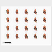 Kerst Dachshund - Rood langharig Ronde Sticker (Vel)