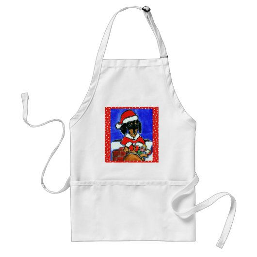 Kerst-Dachshund Standaard Schort (Voorkant)