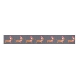 Kerst Dachsund Hond Zwart Grosgrain Lint