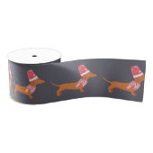 Kerst Dachsund Hond Zwart Grosgrain Lint (Spoel)
