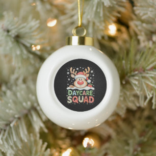 Kerst Dagopvang Rendier Kerstman Hoed Team Xmas Keramische Bal Ornament