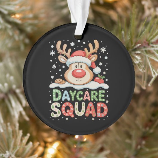 Kerst Dagopvang Rendier Kerstman Hoed Team Xmas Ornament (Boom)