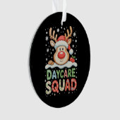 Kerst Dagopvang Rendier Kerstman Hoed Team Xmas Ornament (voorkant)