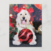 Kerst - Daisy - Goldendoodle Feestdagenkaart (Voorkant)