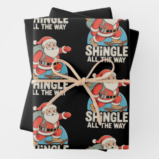 Kerst dakspanen helemaal tot aan het dak Santa Ker Inpakpapier Vel