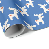 Kerst Dala Paard Minimale Retro vet blauw Cadeaupapier (Rol Hoek)
