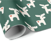 Kerst Dala Paard Minimale Retro vet groen Cadeaupapier (Rol Hoek)