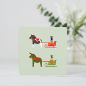 kerst dala paarden met arrenslee en katten kaart (Staand voorkant)