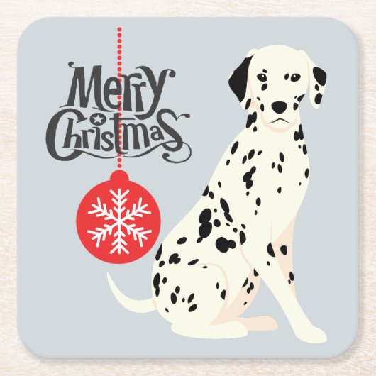 Kerst Dalmatiër Kartonnen Onderzetters (Voorkant)