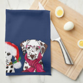 Kerst Dalmatiërs Theedoek (Quarter Fold)