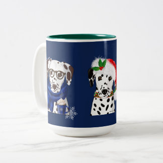 Kerst Dalmatiërs Tweekleurige Koffiemok