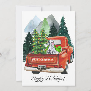Kerst Dalmatiner & Oude Truck Aquarel Feestdagenkaart