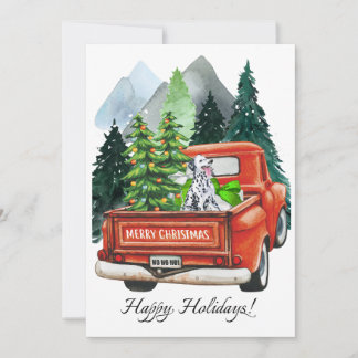Kerst Dalmatiner & Oude Truck Aquarel Feestdagenkaart