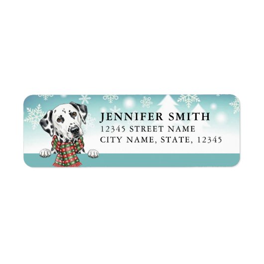 Kerst Dalmatische Hond Retouradreslabels Etiket (Voorkant)