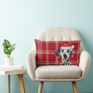 Kerst Dalmatische hond Rood geruit Kussen