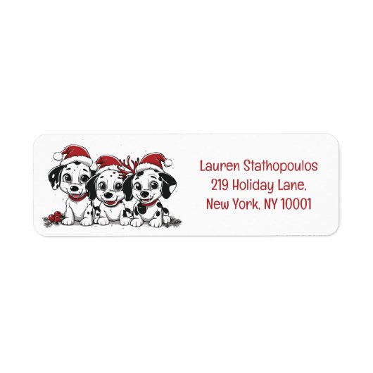 Kerst Dalmatische Honden Etiket (Voorkant)
