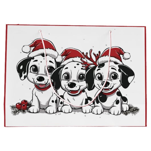 Kerst Dalmatische Honden Groot Cadeauzakje (Achterkant)