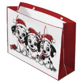 Kerst Dalmatische Honden Groot Cadeauzakje (Achterkant Gekanteld)