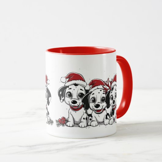 Kerst Dalmatische Honden Mok (Voorkant rechts)