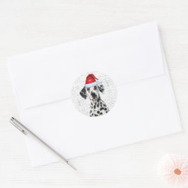 Kerst Dalmatische Kerstman en Woof Hondenliefhebbe Ronde Sticker