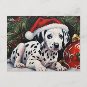 Kerst Dalmatische Puppy Kerstman  Feestdagenkaart