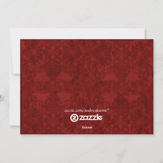 Kerst Damask Candy Cane Gestreepte Holly Kaart (Achterkant)