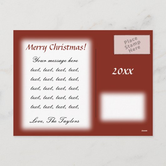 Kerst Damask Snowflake - Rood en Wit Feestdagenkaart (Achterkant)