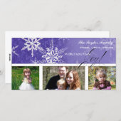 Kerst Damask Snowflake - Royal Paarse Kaart (Voorkant / Achterkant)