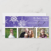 Kerst Damask Snowflake - Royal Paarse Kaart (Voorkant)