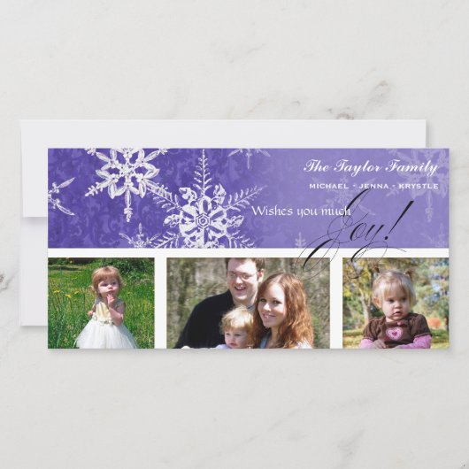 Kerst Damask Snowflake - Royal Paarse Kaart (Voorkant)