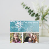 Kerst Damask Snowflake - Winter Aquan White Feestdagenkaart (Staand voorkant)