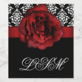 Kerst Damast Bruiloft Wijn Label Red Rose Wijn Etiket (Enkel label)