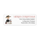 Kerst Dame & Kat Gepersonaliseerd Retouradres Etiket (Voorkant)