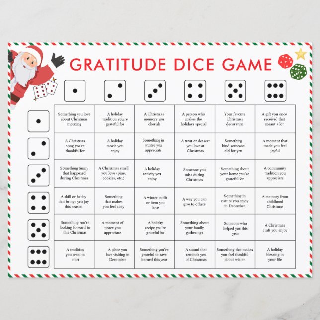 Kerst Dankbaarheid Dobbelspel | Dankbaarheid Activ (Voorkant)