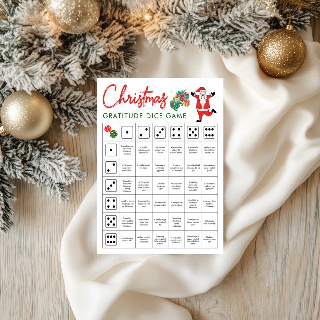 Kerst Dankbaarheids Dobbelspel | Vakantie Dankbaar (Christmas Gratitude Dice Game | Holiday Gratitude)