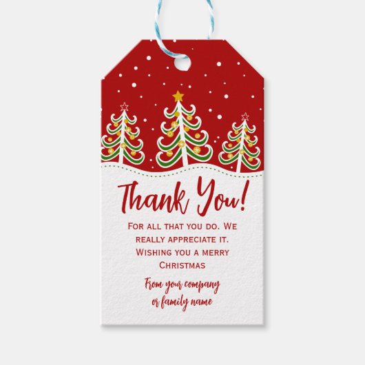 Kerst Dankbetuiging Waardering Cadeaulabel (Voorkant)