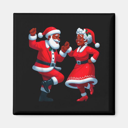 Kerst Dansen Zwart Afrikaans Amerikaanse Kerstman Magneet (Voorkant)