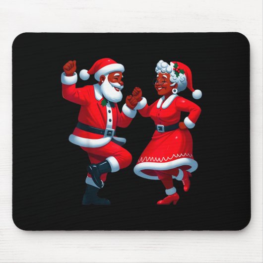 Kerst Dansen Zwart Afro-Amerikaanse Kerstman Mevro Muismat (Voorkant)