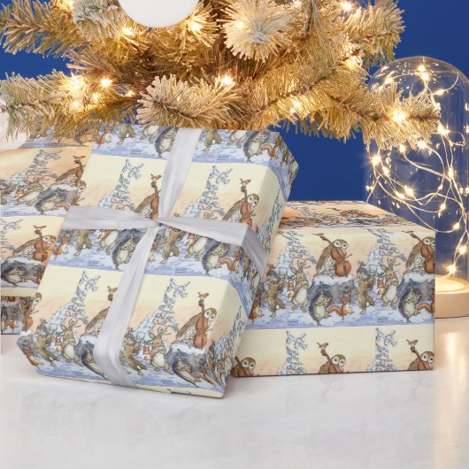 Kerst Dansende Bosdieren Door Molly Brett Cadeaupapier (Feestdagen)