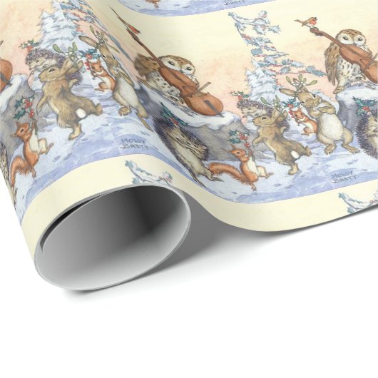 Kerst Dansende Bosdieren Door Molly Brett Cadeaupapier (Rol Hoek)