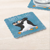 Kerst Dansende Pinguïns Papieren Onderzetter (Gebogen)