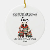 Kerst Das Familie van Drie Keramisch Ornament (Voorkant)