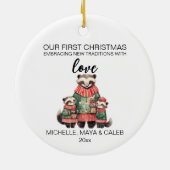 Kerst Das Familie van Drie Keramisch Ornament (Achterkant)