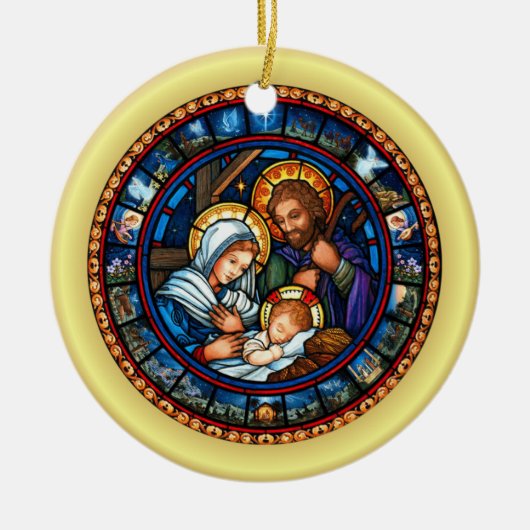 Kerst ~ De Heilige Familie ~ Nativiteit ~ * ~ Keramisch Ornament (Voorkant)